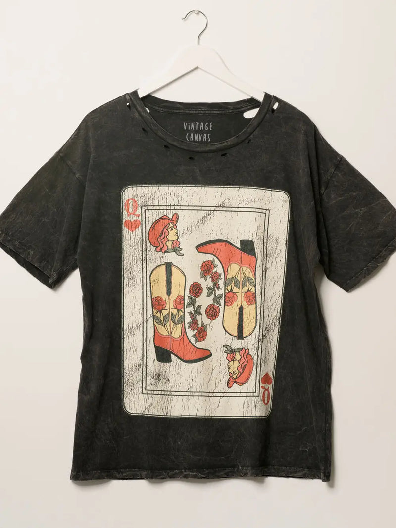 Queen Cowgirl Card Graphic Print Tee