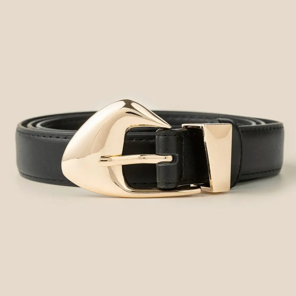 Warped Buckle Leather Belt