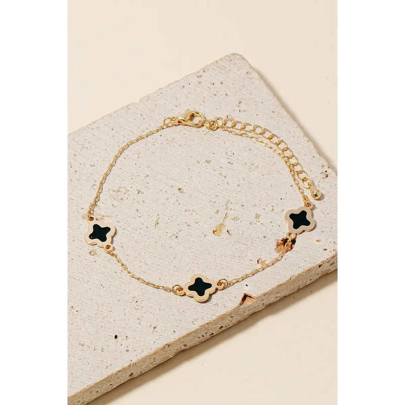 Enamel Clover Station Charms Chain Bracelet