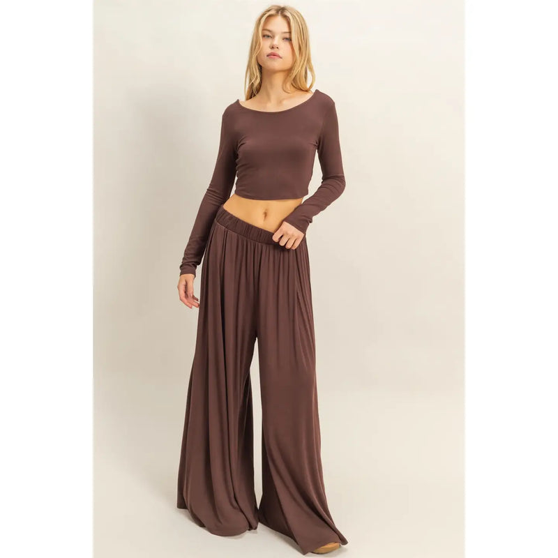 Crop Top and Maxi Pants Set