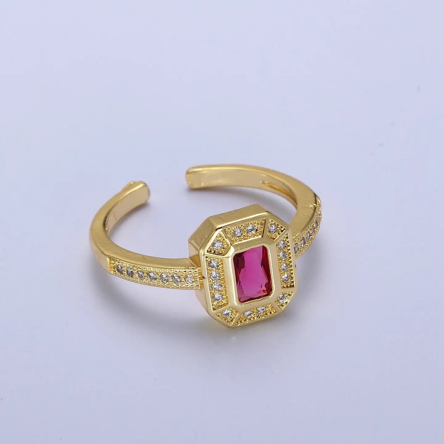 Micro Pave Gold Geometric Ring
