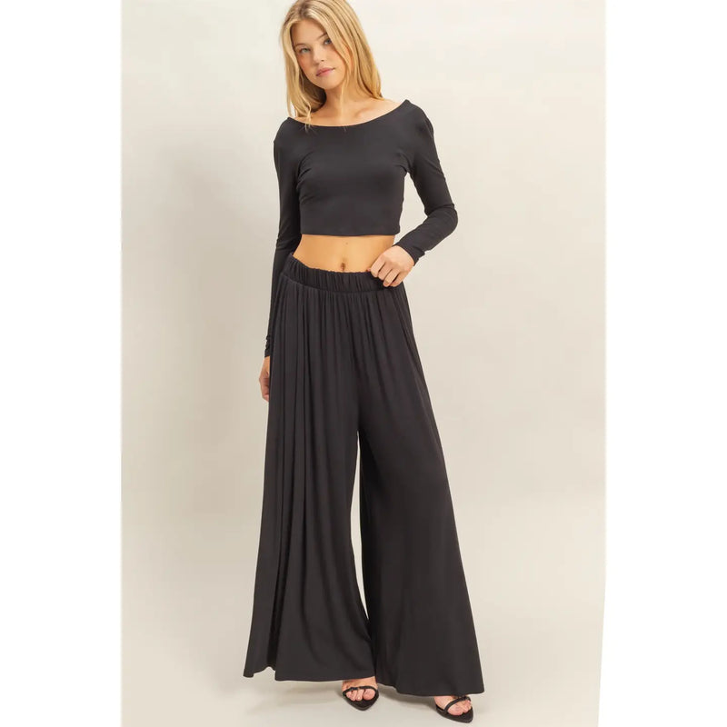 Crop Top and Maxi Pants Set
