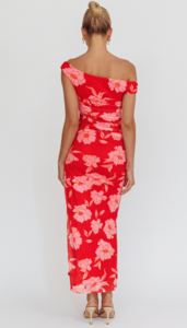 Off The Shoulder Floral Midi