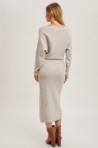 Amy One Shoulder Midi Knit Sweater Dress