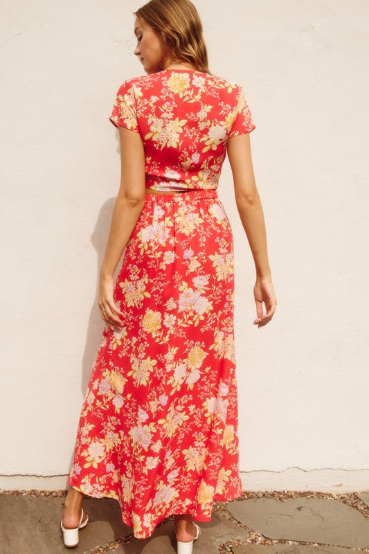 Gemstone Wrap Top And Tulip Skirt Set