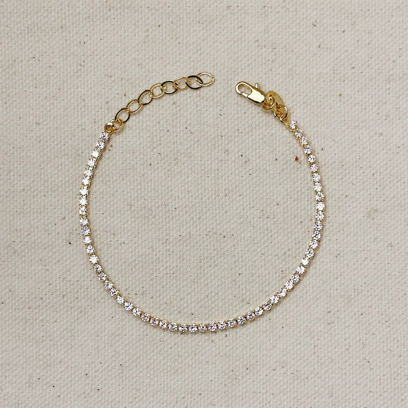 18k Gold Filled 2mm Cz Tennis Bracelet