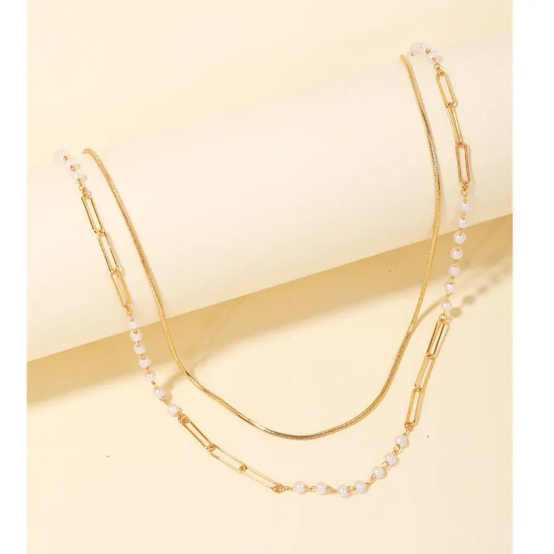 Double Chain Beaded Necklace