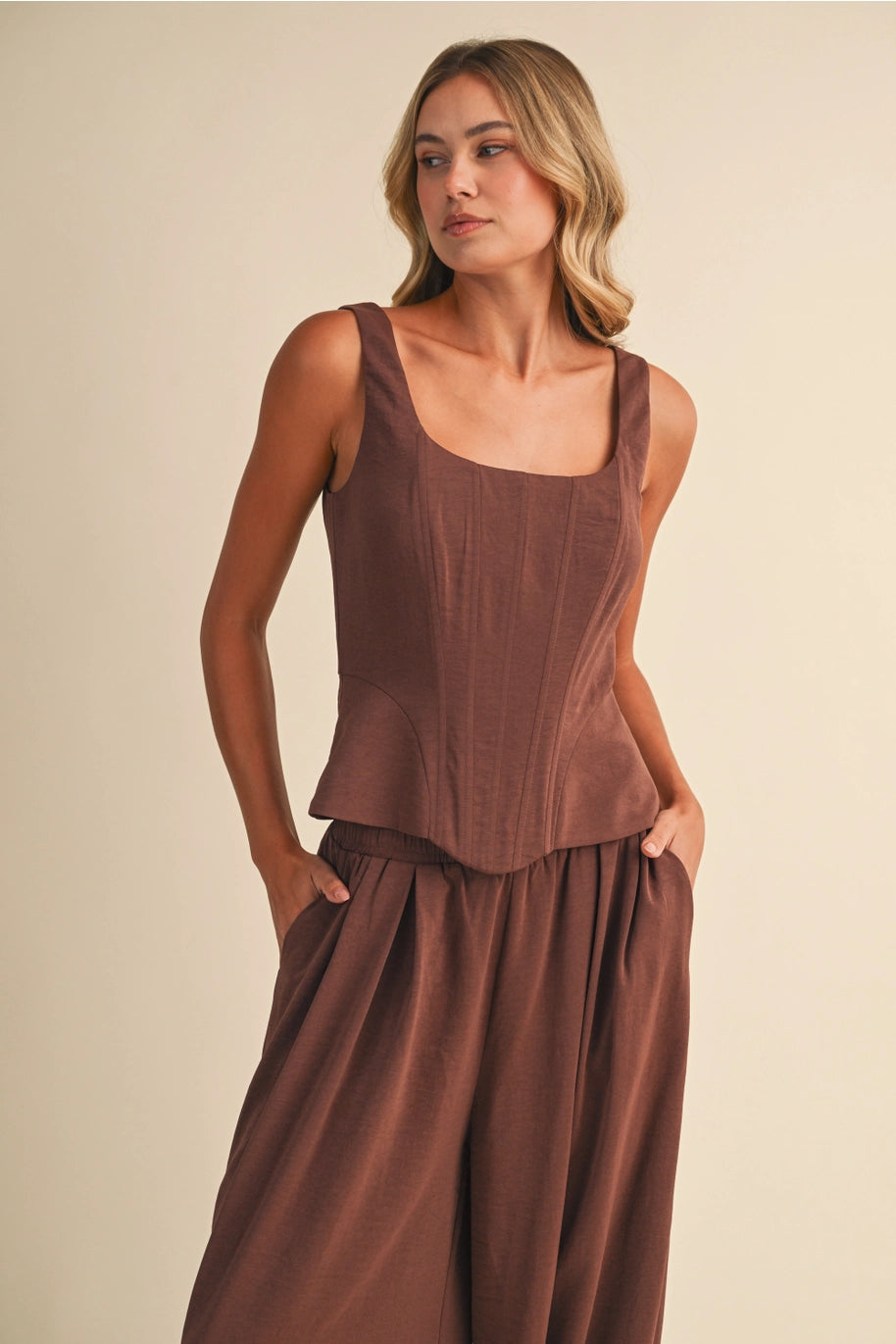 Pumpkin Spice Satin Corset And Balloon Pants