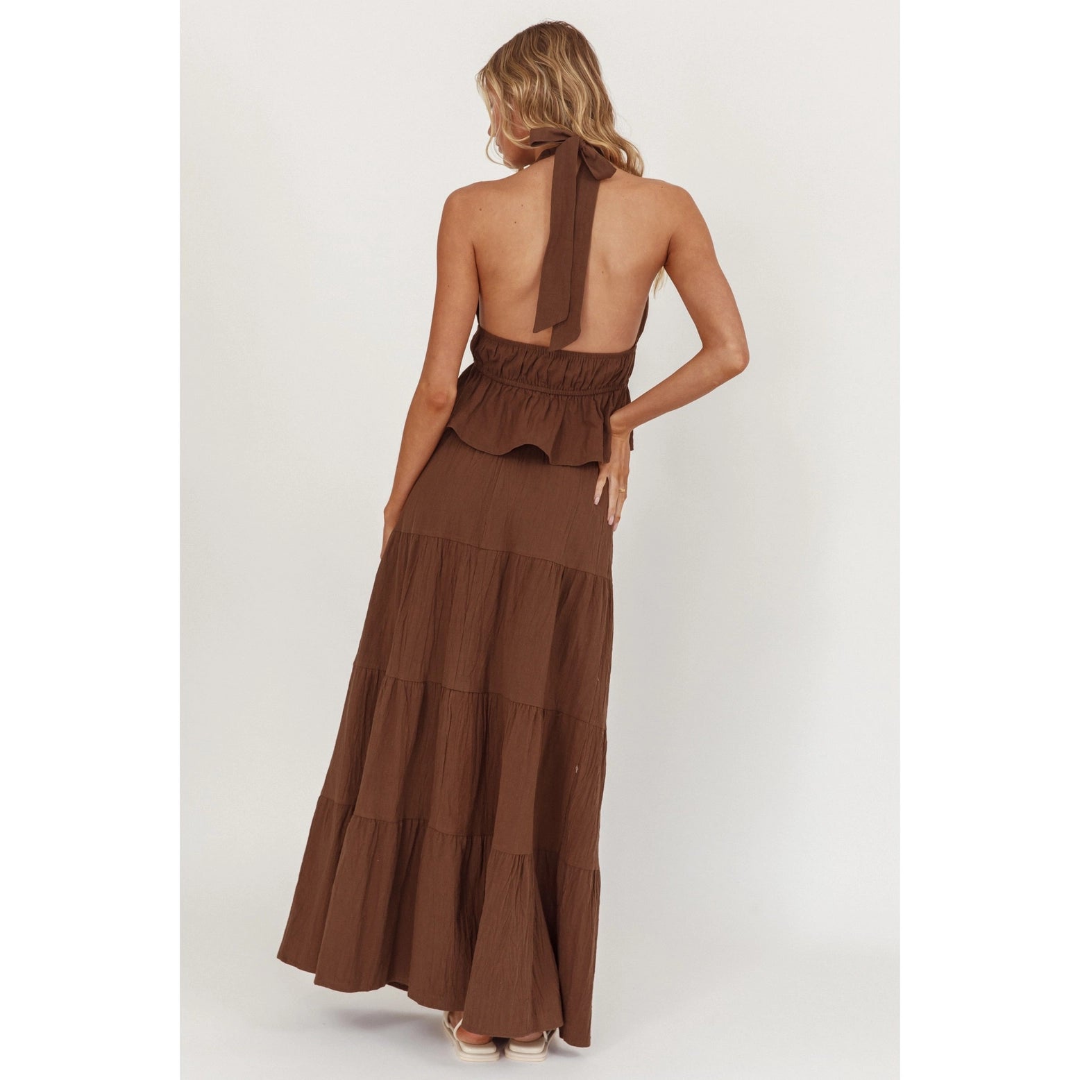 Cocoa Crop and Skirt Set