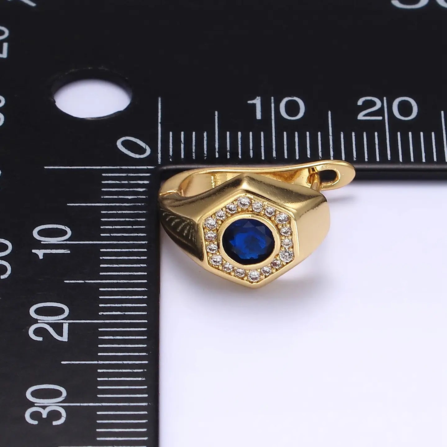Blue Hexagon Earring