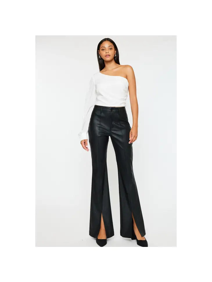 Sierra Faux Leather Split Hem Pants