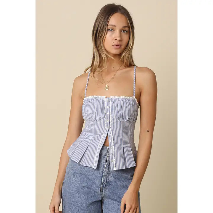 Elle Pinstripe Peplum Cami