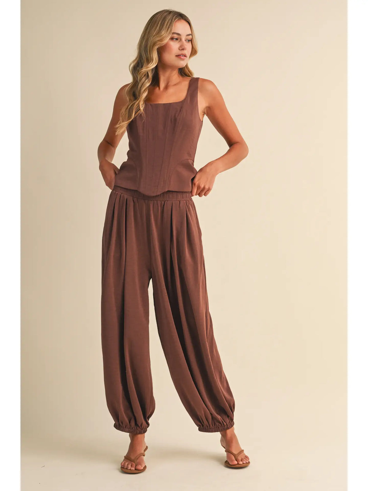 Pumpkin Spice Satin Corset And Balloon Pants