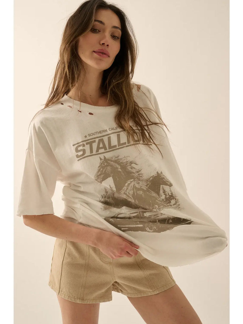 Stallion Distress Graphic Tee