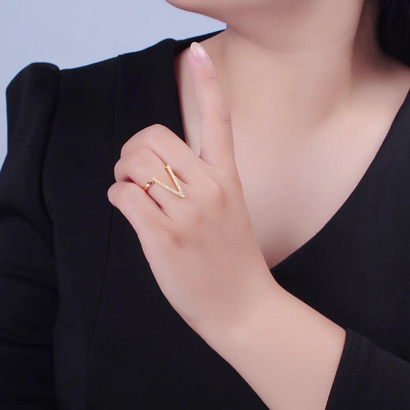 Chevron Gold Adjustable Ring