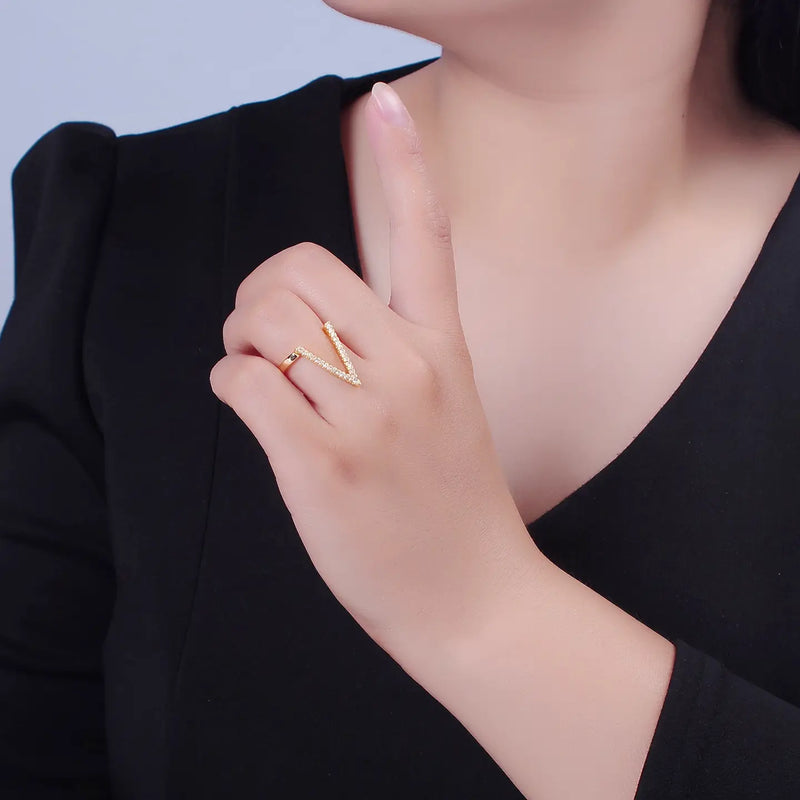 Chevron Gold Adjustable Ring