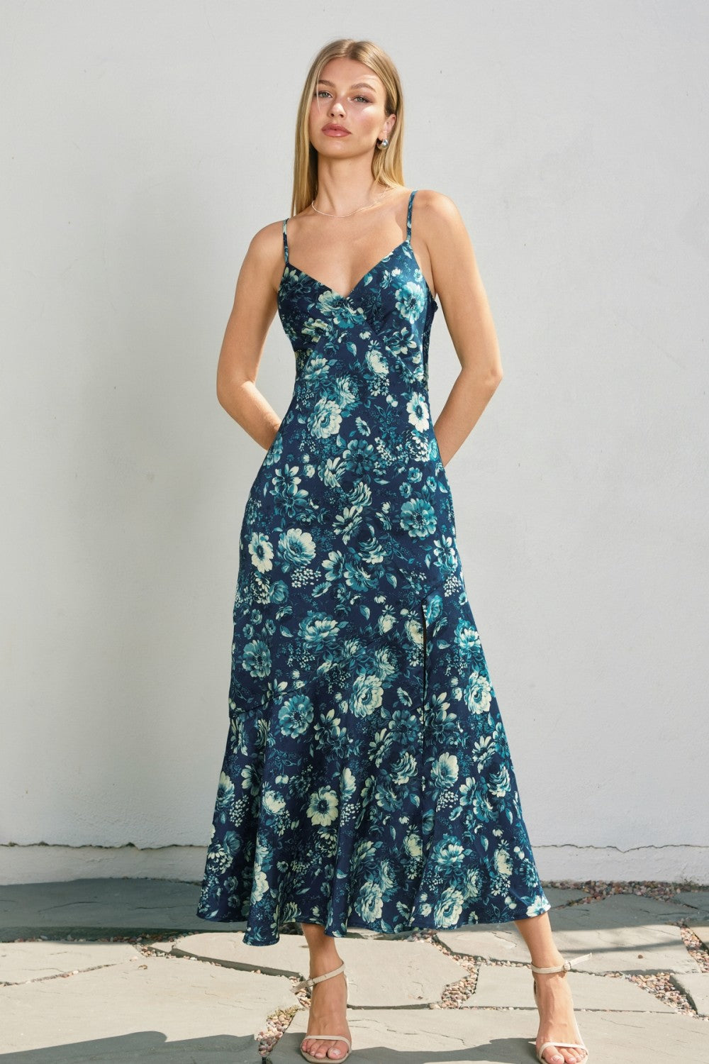 Petal Sky Tie Back Midi Dress