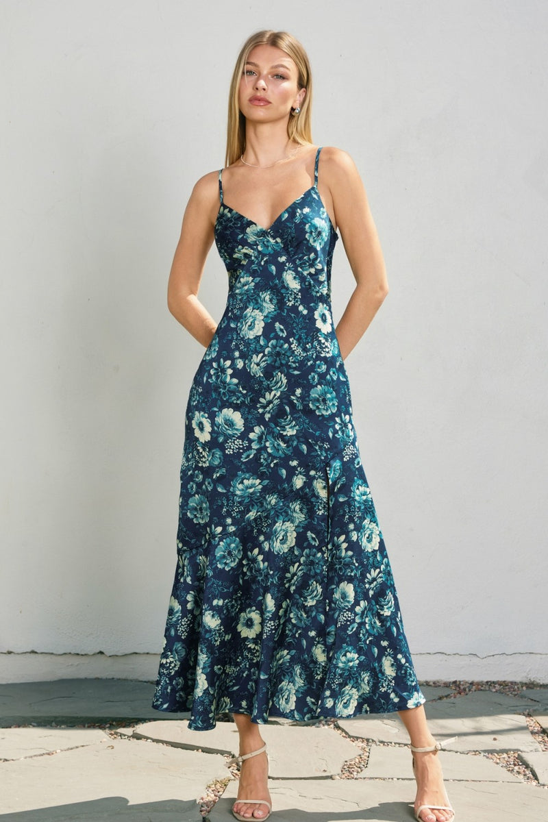 Petal Sky Tie Back Midi Dress