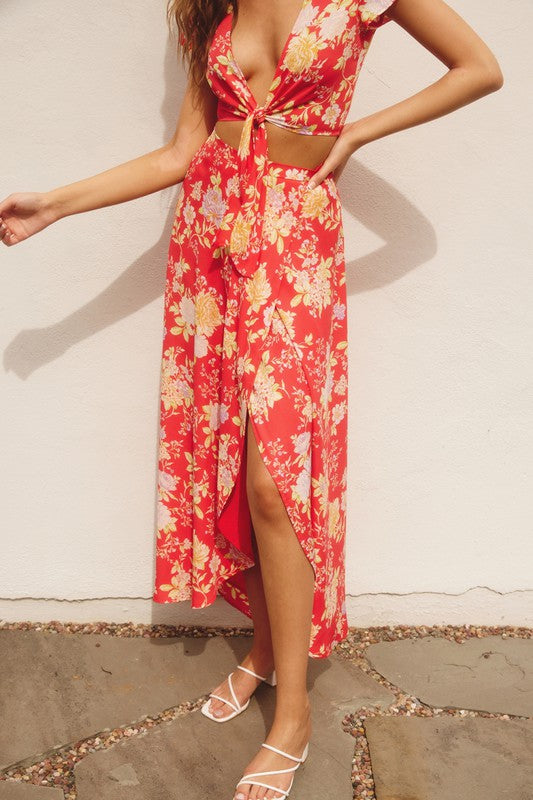 Gemstone Wrap Top And Tulip Skirt Set