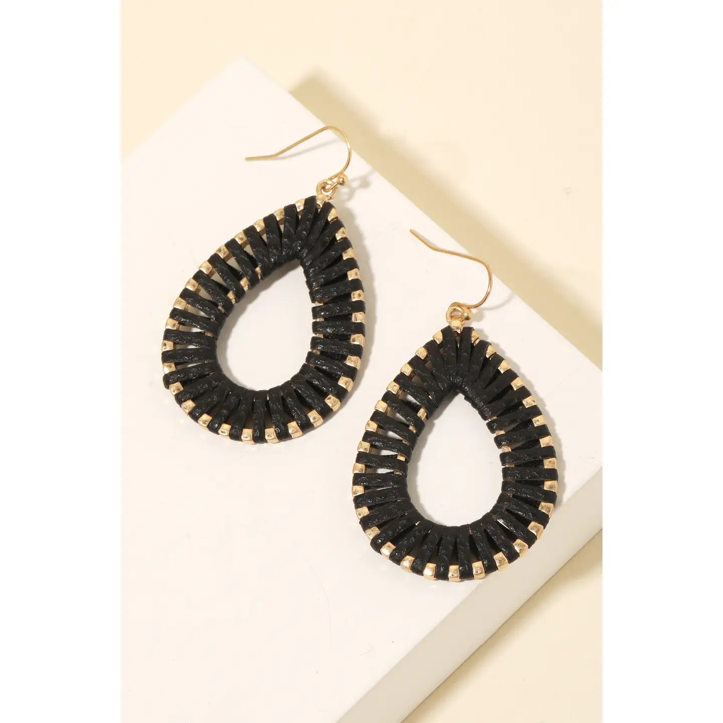 Faux Leather Wrap Tear Dangle Earrings