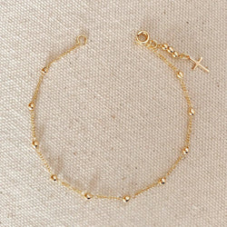 18k Gold Filled Beaded Bracelet with Cross Charm