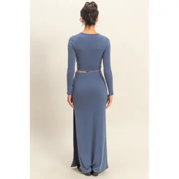 Crop Top and Slit Maxi Skirt Set