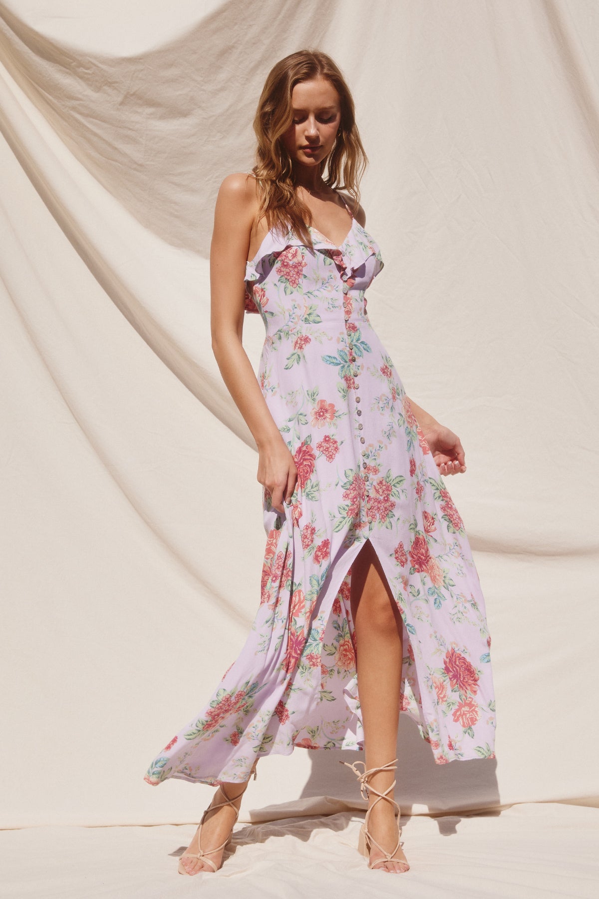 Lavender Rose Garden Maxi Dress