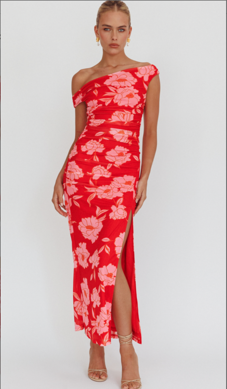 Off The Shoulder Floral Midi