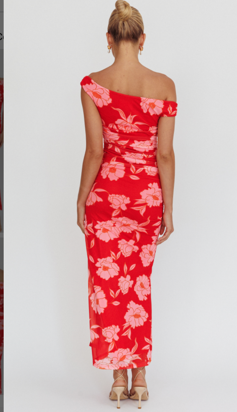 Off The Shoulder Floral Midi