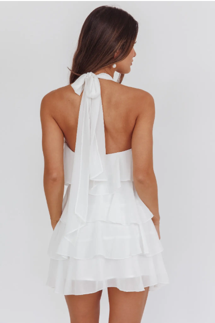 Halter Floral Tiered Mini Dress
