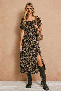 Brown Butter High Slit Midi Dress