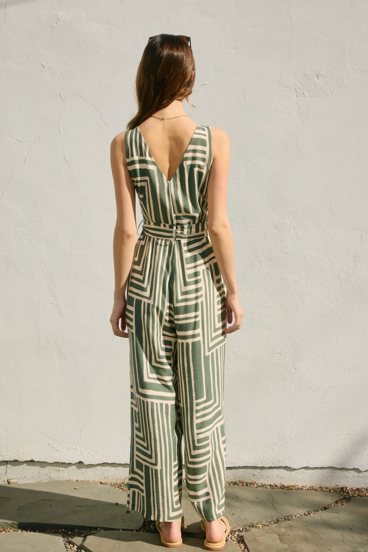 Runaway Button Down Sash Belt Jumpsuit
