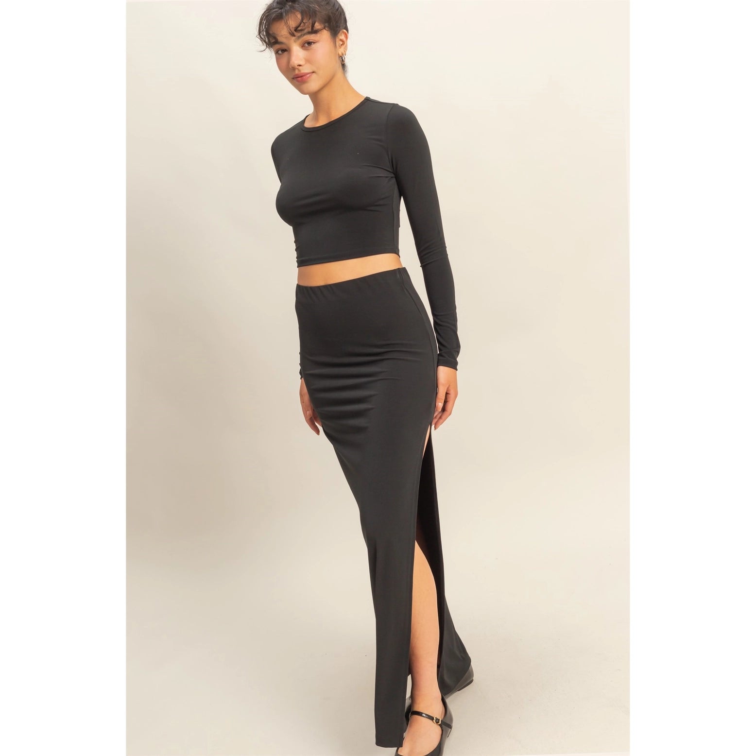 Crop Top and Slit Maxi Skirt Set