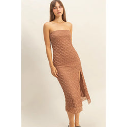 Textured Lace Midi Sheath Dress