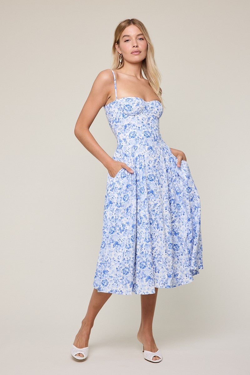 Floral Underwire Midi Dress