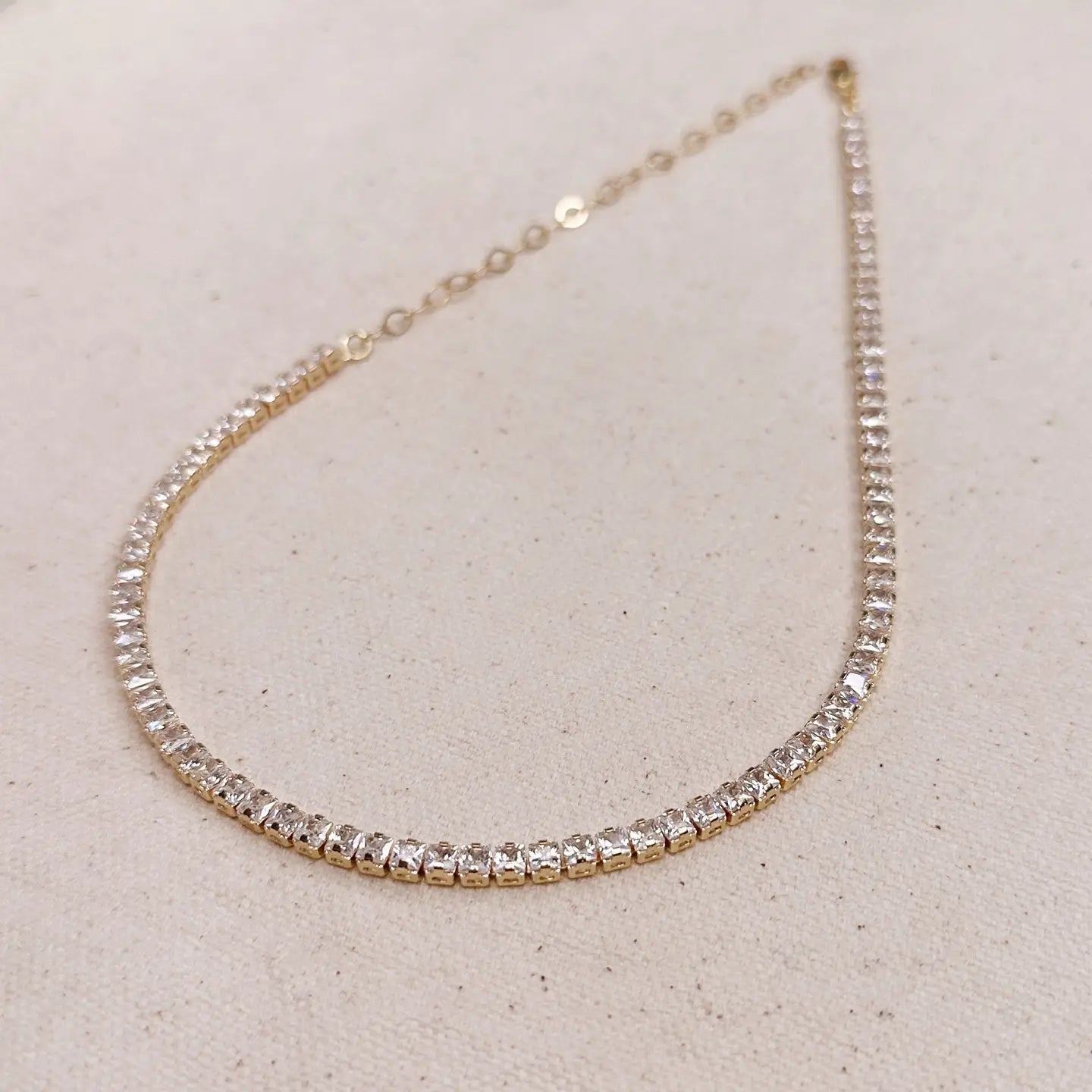 18k Gold Filled 3mm Cz Tennis Necklace