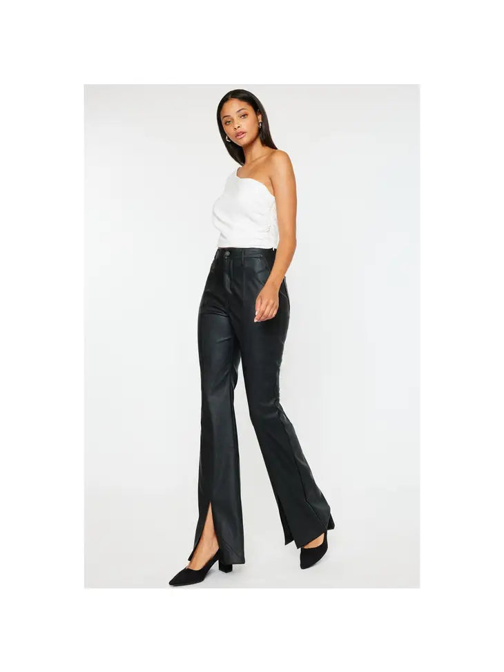 Sierra Faux Leather Split Hem Pants