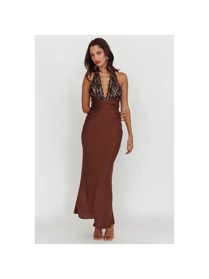 Thea Lace Halterneck Maxi Dress