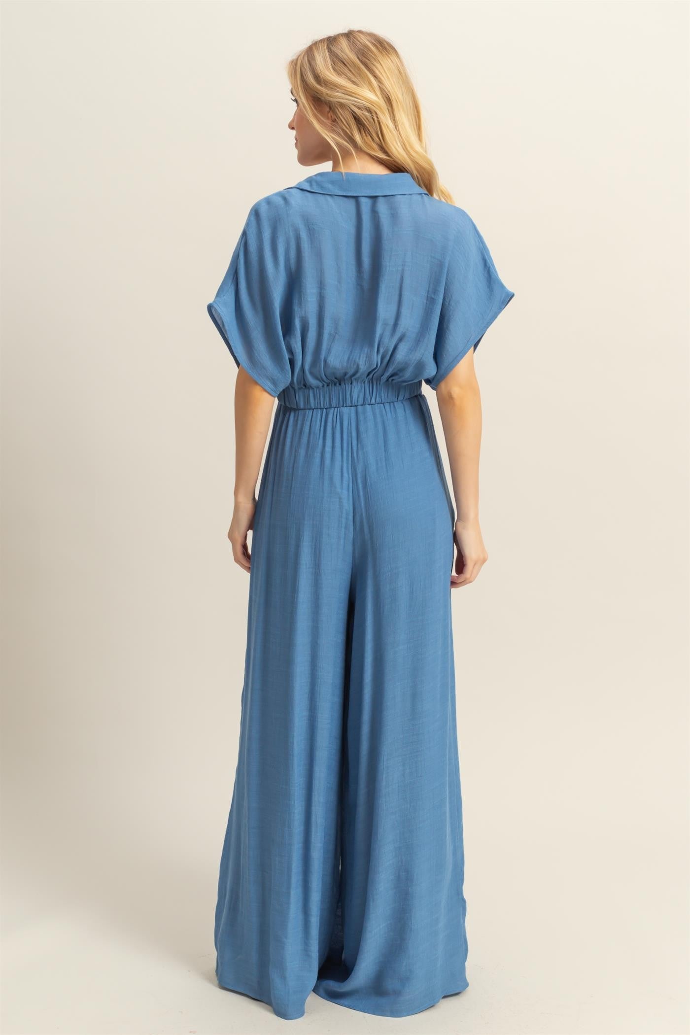Surplice Top And Pleated Pants Set