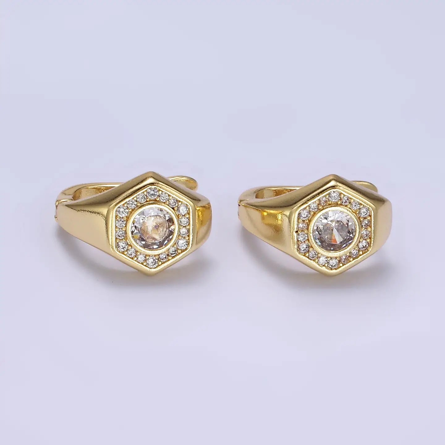 Gold Hexagon Earring