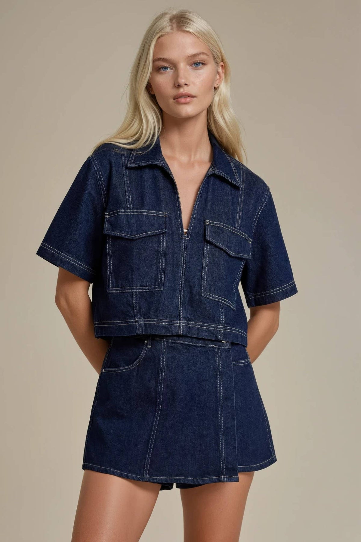 All in Denim Cropped Top