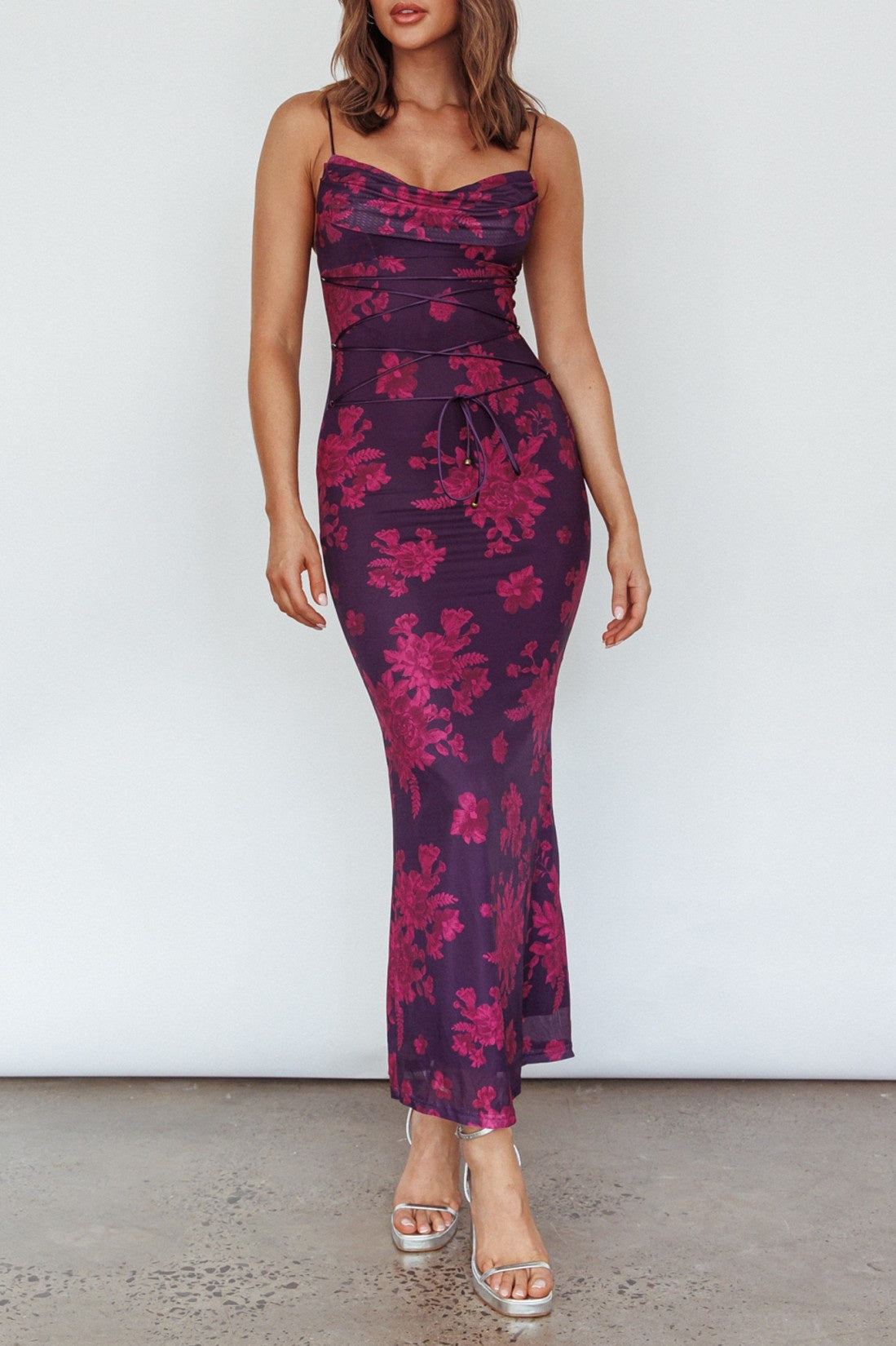 Felicity Cowl Neck Purple Dress