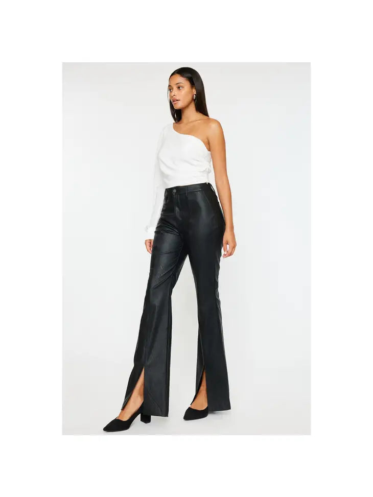 Sierra Faux Leather Split Hem Pants