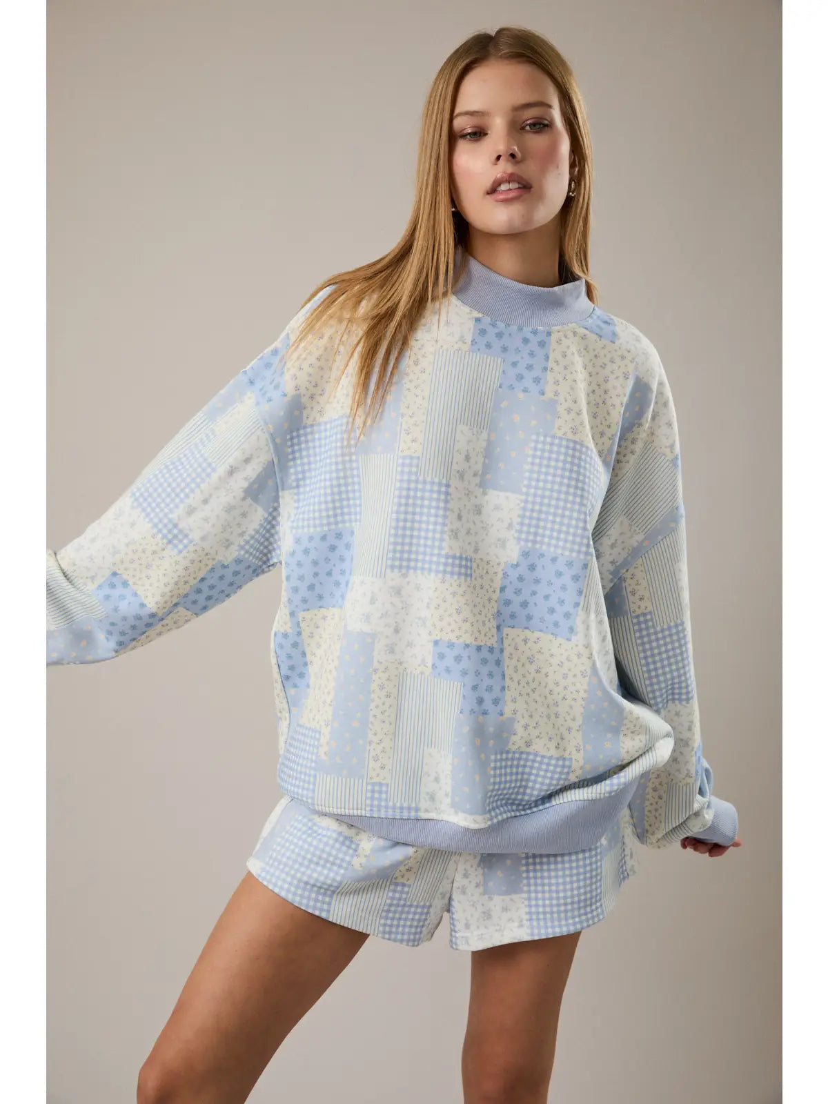 Patch Work Print Sweatshirt