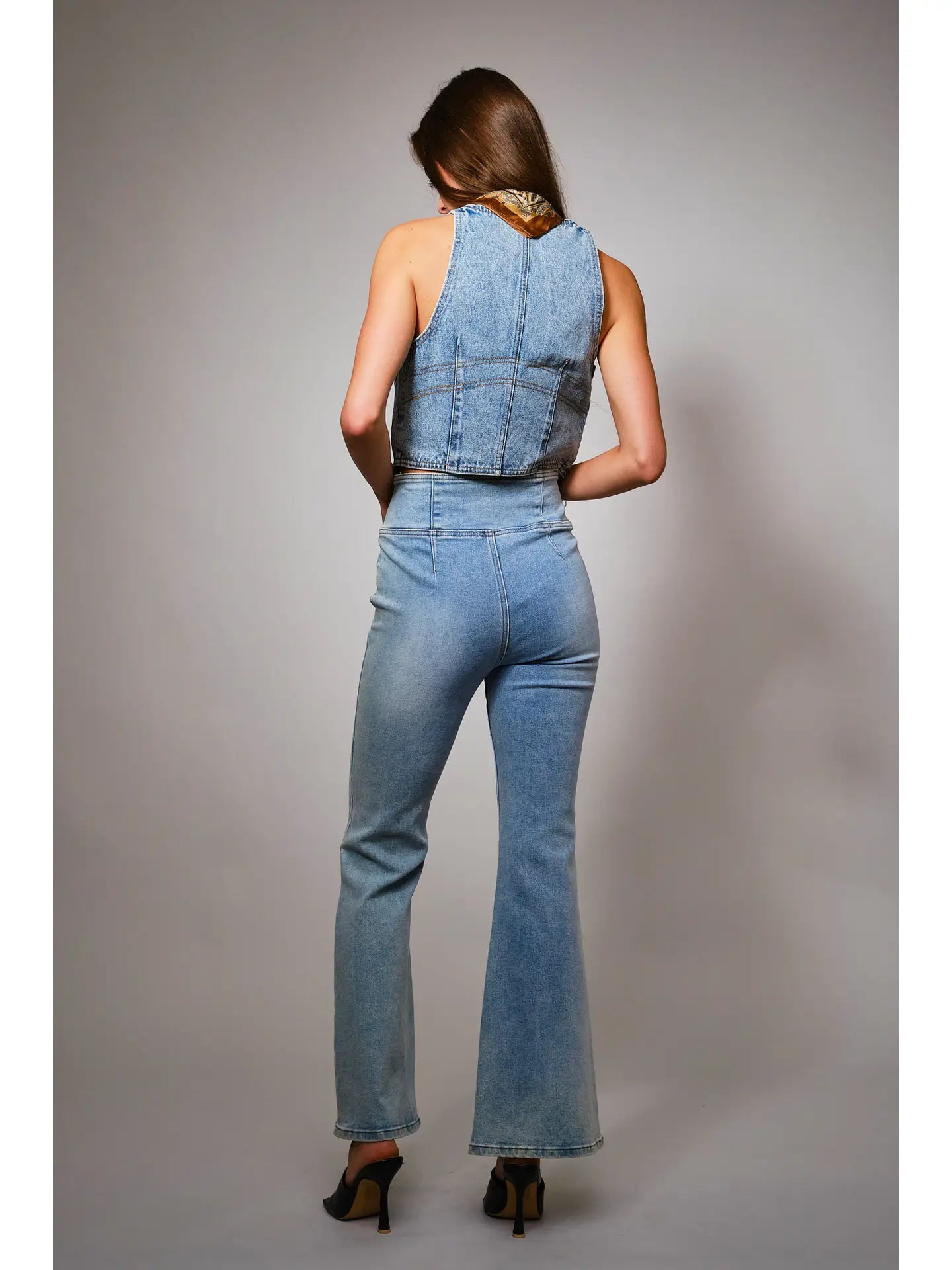 Plunge Crop Denim Top