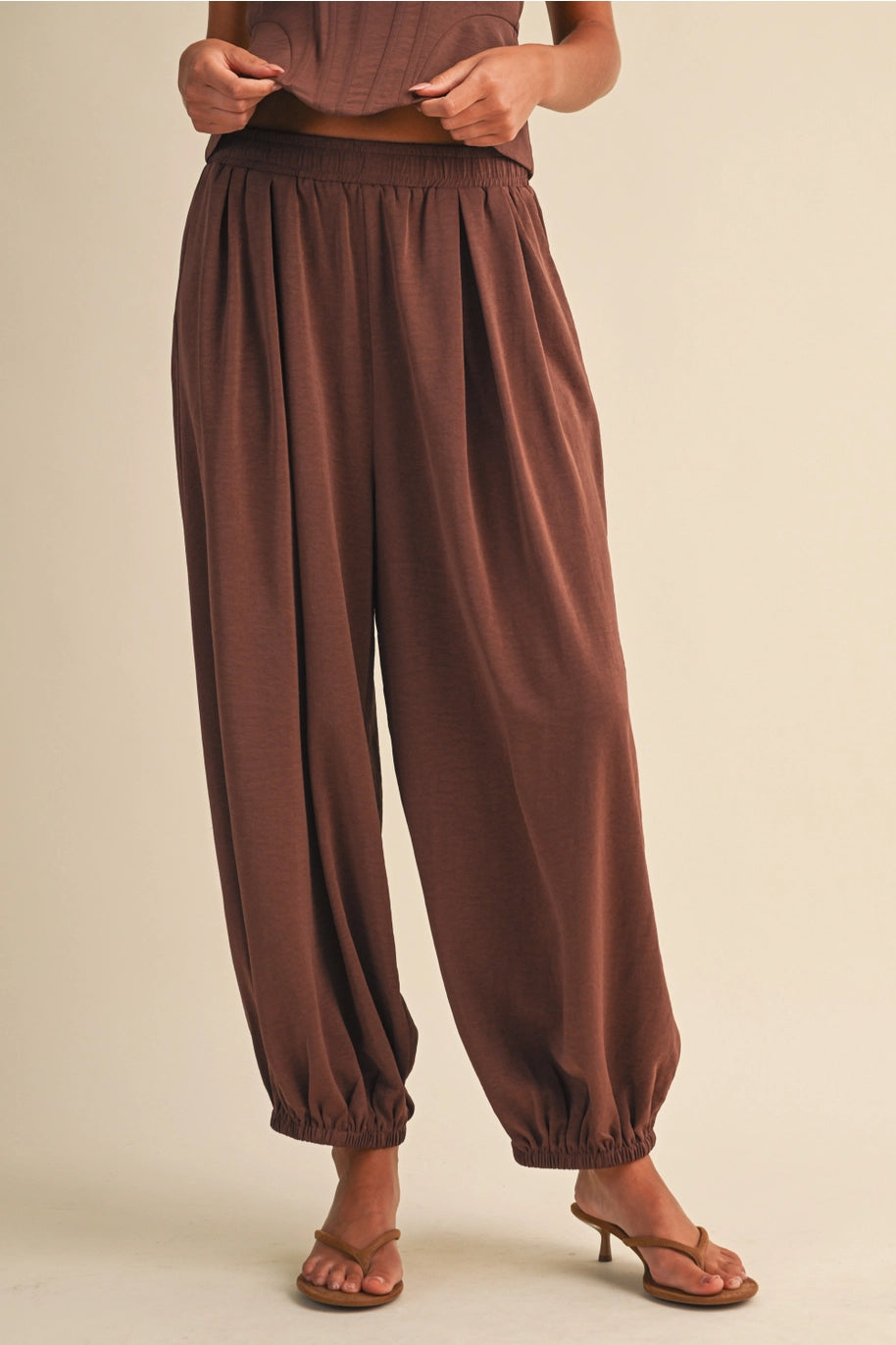 Pumpkin Spice Satin Corset And Balloon Pants