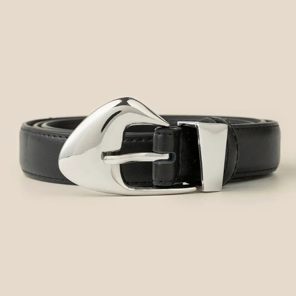 Warped Buckle Leather Belt