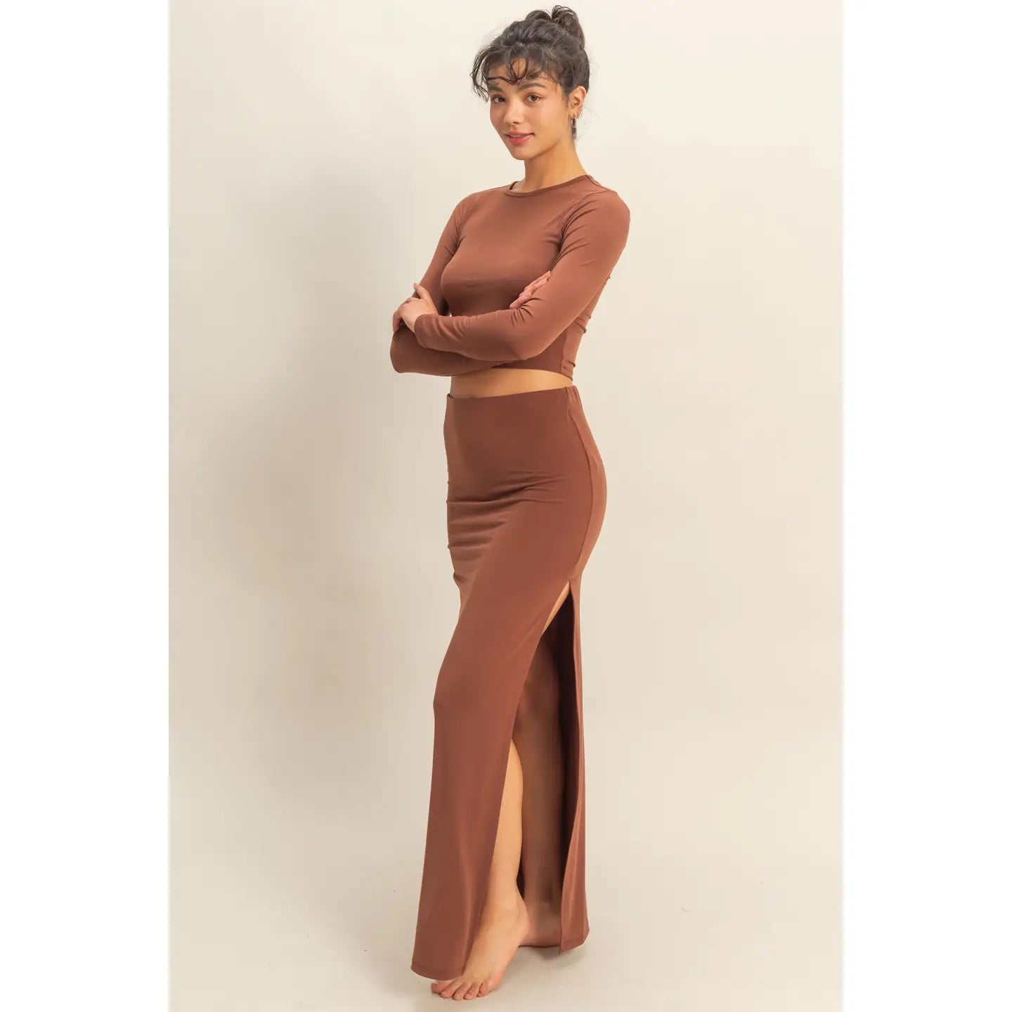 Crop Top and Slit Maxi Skirt Set