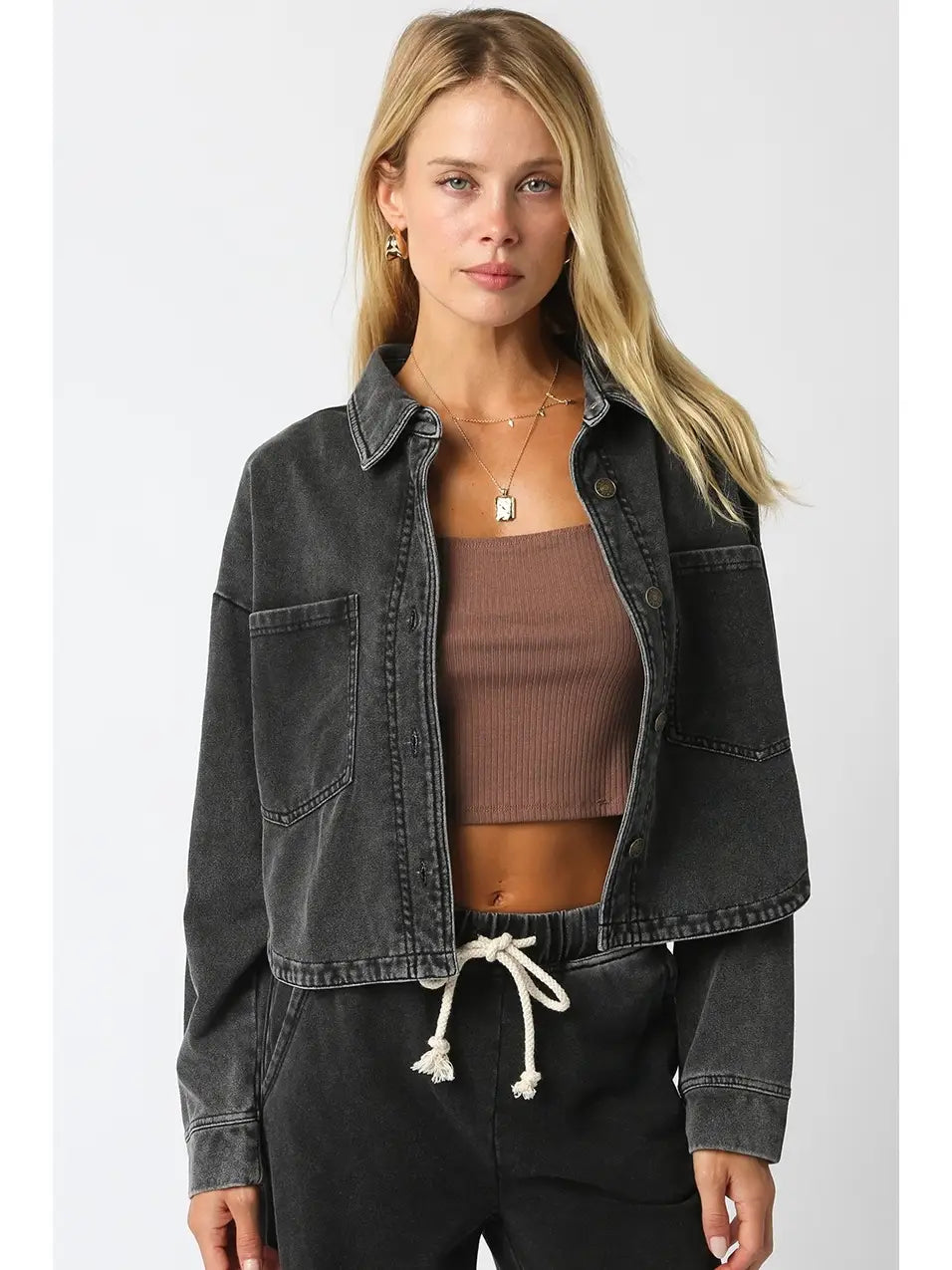 Khissy Cropped Utility Shirt Jacket