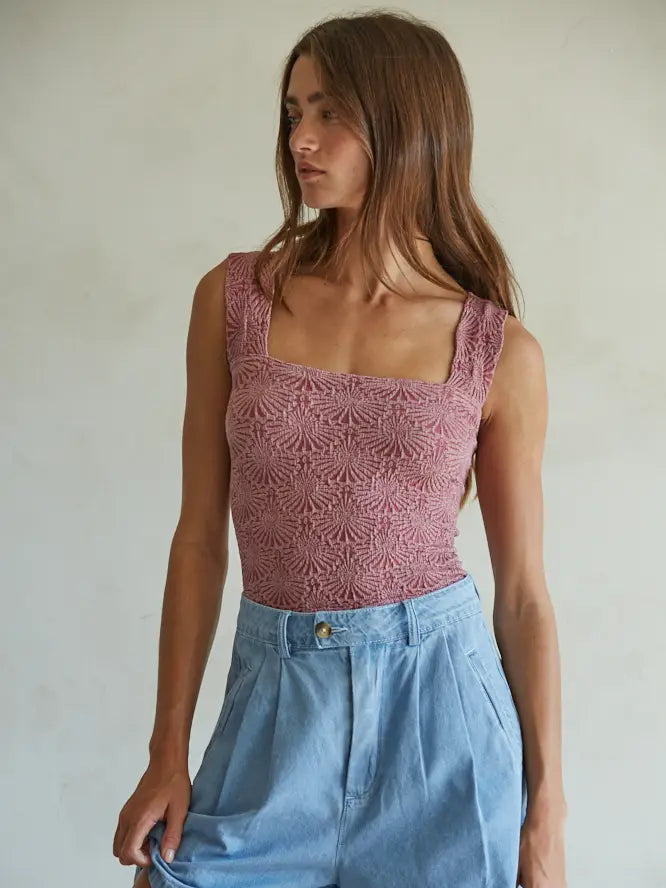 Nylon Spandex Seamless Jacquard Tank